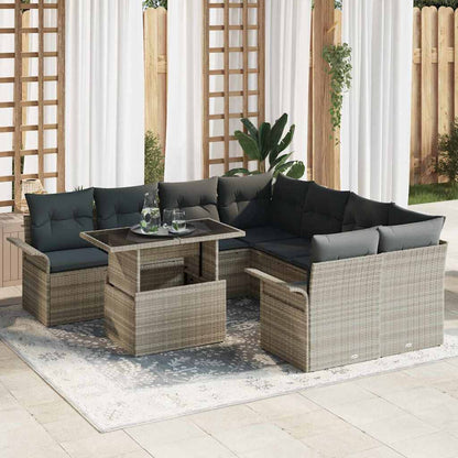 Set Divano da Giardino con cuscino 9 pcs Grigio chiaro