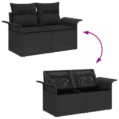 Set Divano da Giardino 5 pcs Nero Rattan in Polipropilene
