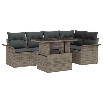 Set Divano da Giardino 6 pcs Grigio Rattan in Polipropilene