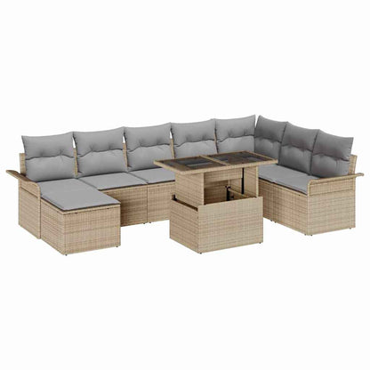 Set Divano da Giardino con cuscino 9 pcs Beige e Grigio Chiaro