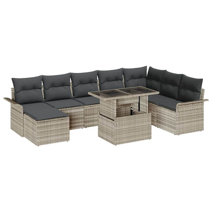 Set Divano da Giardino con cuscino 9 pcs Grigio chiaro