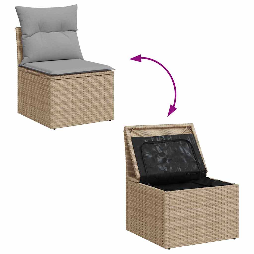 Set Divano da Giardino 10 pcs Beige Rattan in Polipropilene