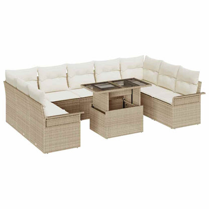 Set Divano da Giardino 10 pcs Beige Rattan in Polipropilene