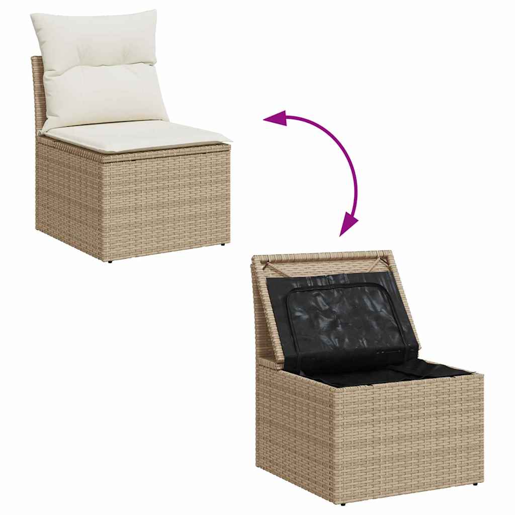 Set Divano da Giardino 10 pcs Beige Rattan in Polipropilene