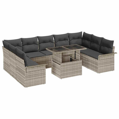 Set Divano da Giardino con cuscino 10 pcs Grigio chiaro