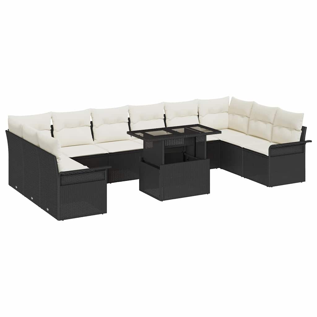 Set Divano da Giardino 11 pcs Nero Rattan in Polipropilene