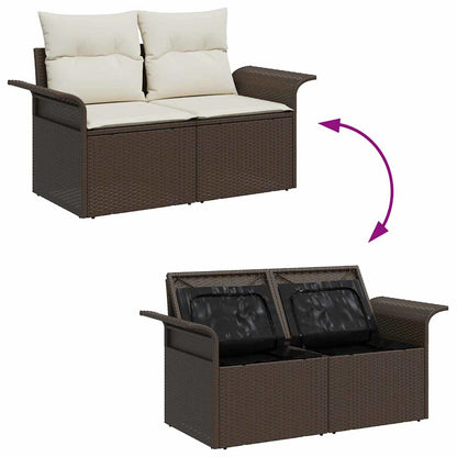Set Divano da Giardino 11 pcs Marrone Rattan in Polipropilene