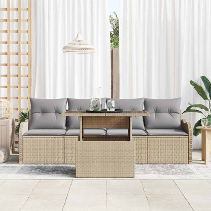 Set Divano da Giardino 5 pcs Beige Rattan in Polipropilene