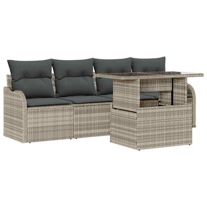Set Divano da Giardino con cuscino 5 pcs Grigio chiaro