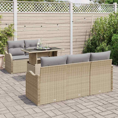 Set Divano da Giardino 6 pcs Beige Rattan in Polipropilene