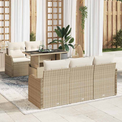Set Divano da Giardino 6 pcs Beige Rattan in Polipropilene