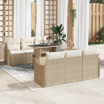 Set Divano da Giardino 7 pcs Beige 100 x 55 x 73 cm Poly Rattan