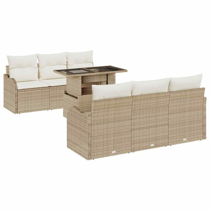 Set Divano da Giardino 7 pcs Beige 100 x 55 x 73 cm Poly Rattan