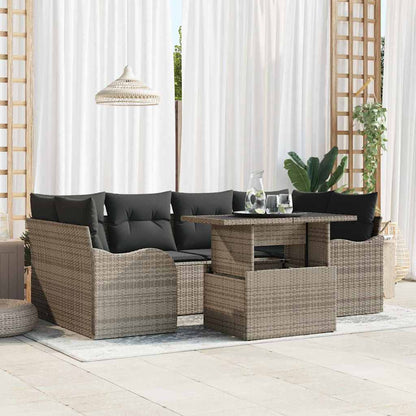 Set Divano da Giardino 7 pcs Grigio Rattan in Polipropilene