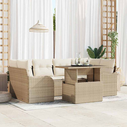 Set Divano da Giardino 7 pcs Beige Rattan in Polipropilene