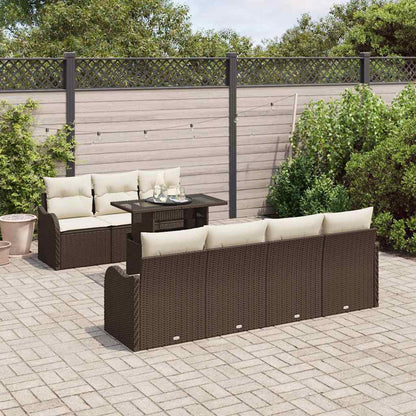 Set Divano da Giardino 8 pcs Marrone Rattan in Polipropilene