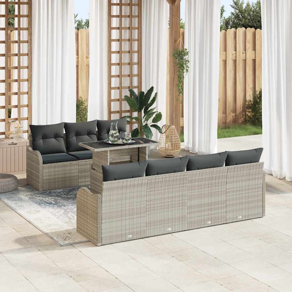 Set Divano da Giardino con cuscino 8 pcs Grigio chiaro