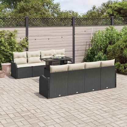 Set Divano da Giardino con cuscino 9 pcs Nero Poly Rattan