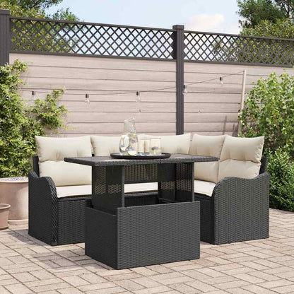 Set Divano da Giardino 5 pcs Nero Rattan in Polipropilene