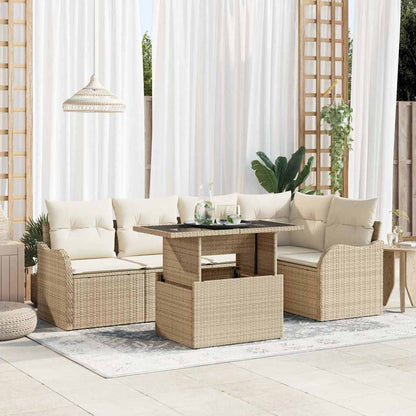 Set Divano da Giardino 6 pcs Beige Rattan in Polipropilene