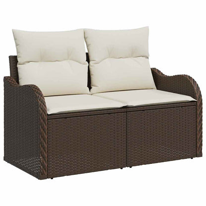 Set Divano da Giardino 9 pcs Marrone Rattan in Polipropilene