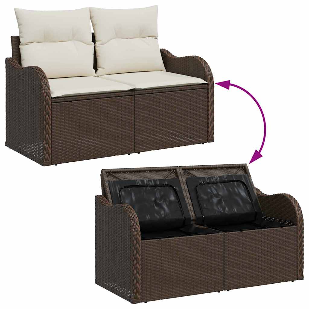 Set Divano da Giardino 9 pcs Marrone Rattan in Polipropilene