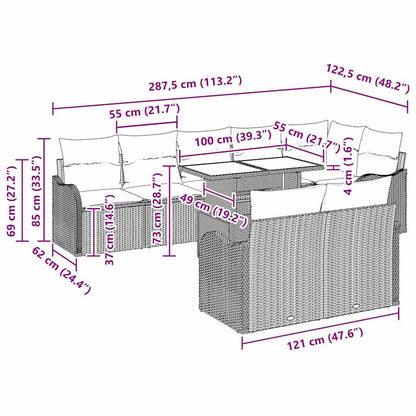 Set Divano da Giardino 9 pcs Beige Rattan in Polipropilene