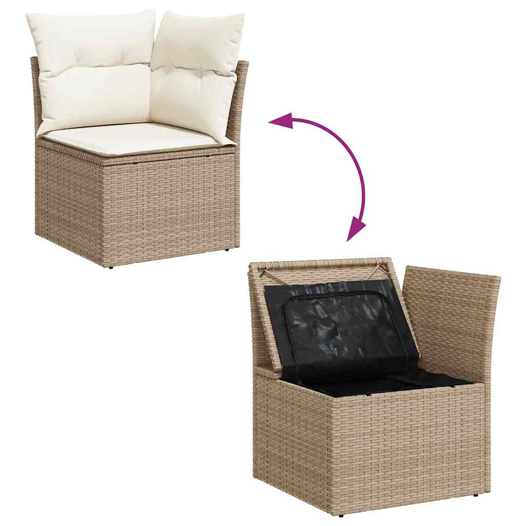 Set Divano da Giardino 9 pcs Beige Rattan in Polipropilene