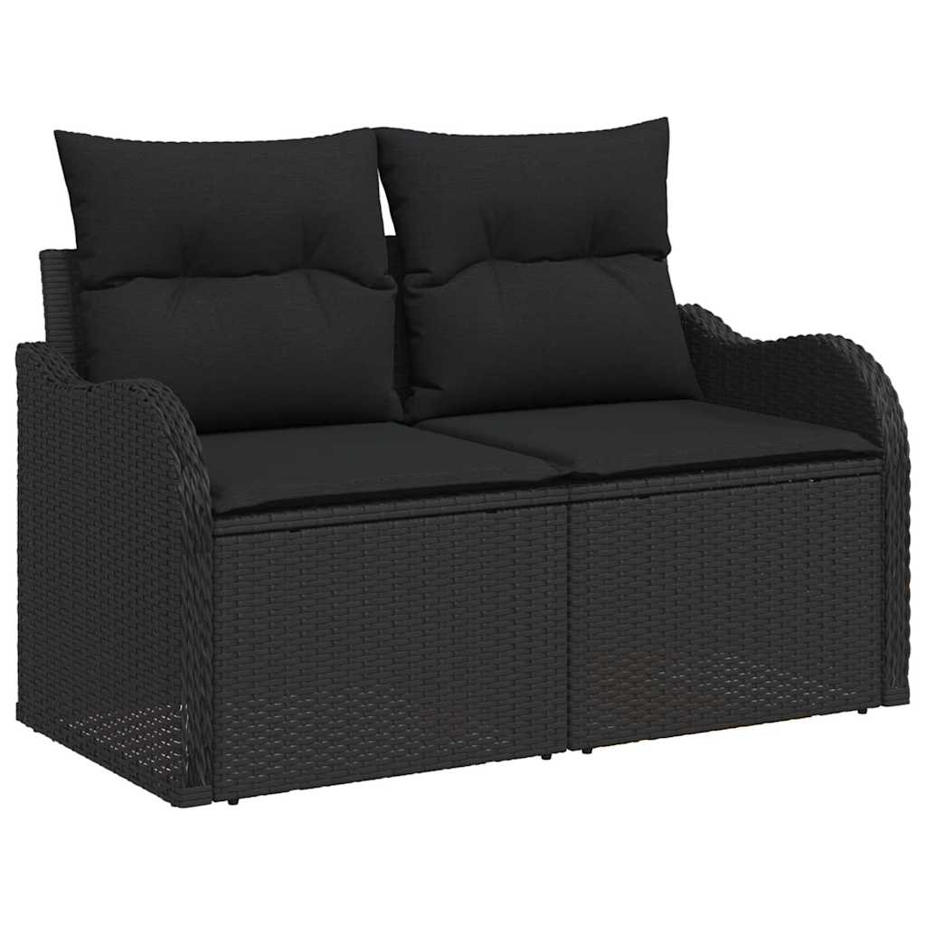 Set Divano da Giardino 9 pcs Nero Rattan in Polipropilene