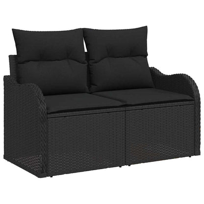 Set Divano da Giardino 9 pcs Nero Rattan in Polipropilene
