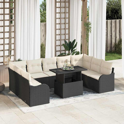 Set Divano da Giardino 10 pcs Nero Rattan in Polipropilene