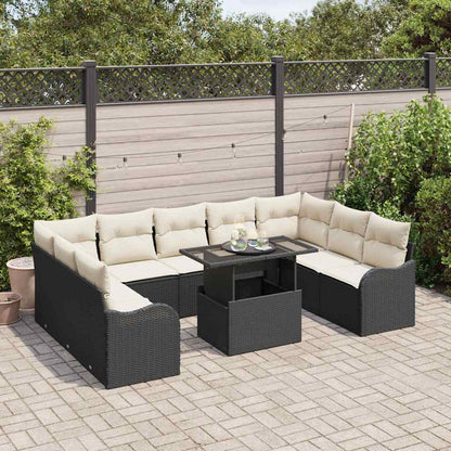 Set Divano da Giardino 10 pcs Nero Rattan in Polipropilene