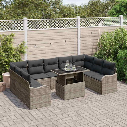 Set Divano da Giardino 10 pcs Grigio Rattan in Polipropilene