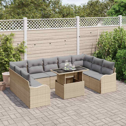 Set Divano da Giardino 10 pcs Beige Rattan in Polipropilene