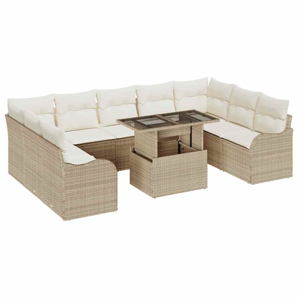 Set Divano da Giardino 10 pcs Beige Rattan in Polipropilene
