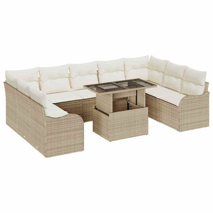 Set Divano da Giardino 10 pcs Beige Rattan in Polipropilene