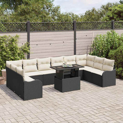 Set Divano da Giardino 11 pcs Nero Rattan in Polipropilene