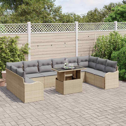 Set Divano da Giardino 11 pcs Beige Rattan in Polipropilene