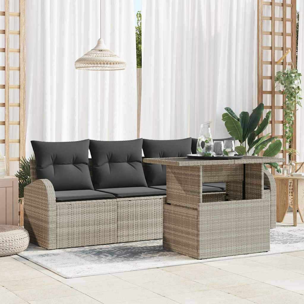 Set Divano da Giardino con cuscino 5 pcs Grigio chiaro