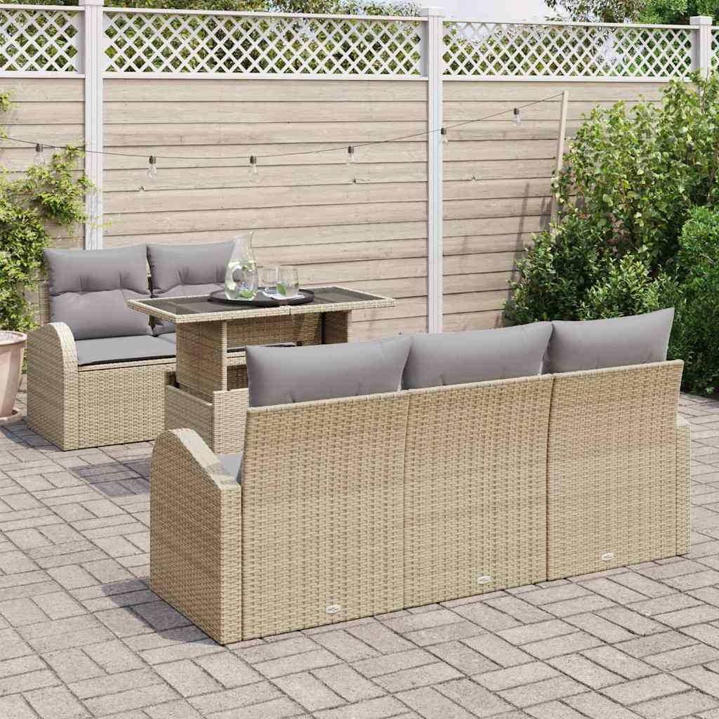Set Divano da Giardino 6 pcs Beige Rattan in Polipropilene