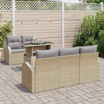 Set Divano da Giardino 6 pcs Beige Rattan in Polipropilene