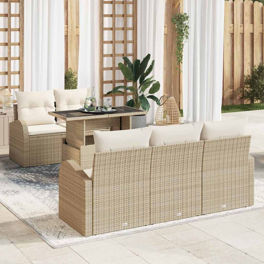 Set Divano da Giardino 6 pcs Beige Rattan in Polipropilene