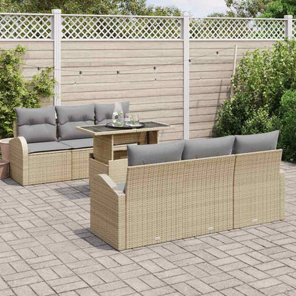 Set Divano da Giardino 7 pcs Beige Rattan in Polipropilene