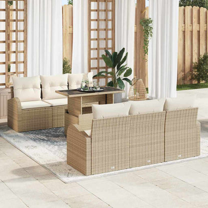 Set Divano da Giardino 7 pcs Beige Rattan in Polipropilene