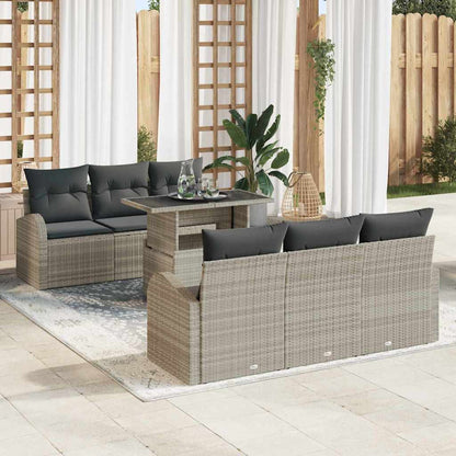 Set Divano da Giardino con cuscino 7 pcs Grigio chiaro