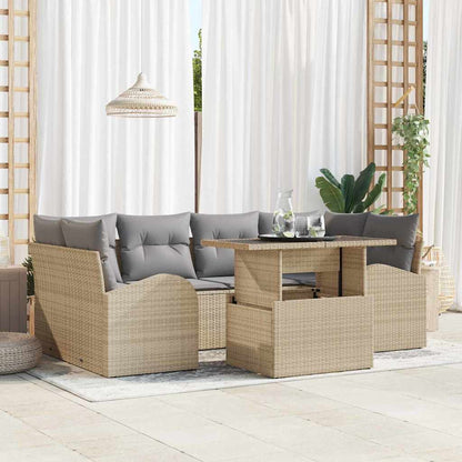 Set Divano da Giardino 7 pcs Beige Rattan in Polipropilene