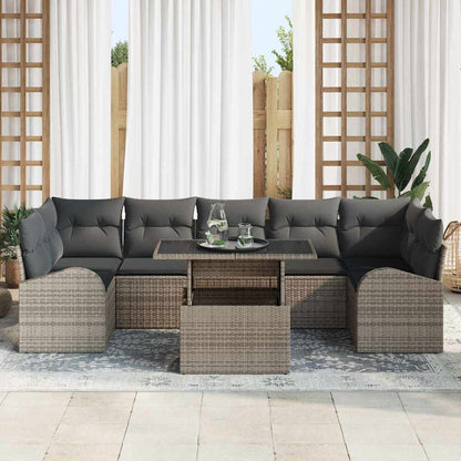 Set Divano da Giardino 8 pcs Grigio Rattan in Polipropilene