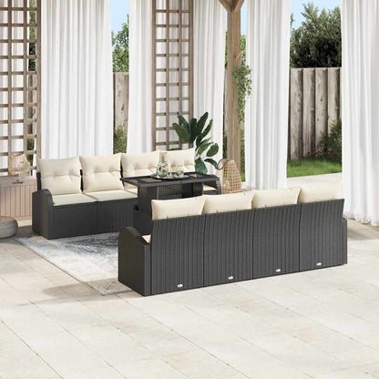 Set Divano da Giardino 9 pcs Nero Rattan in Polipropilene