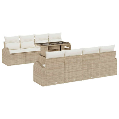 Set Divano da Giardino 9 pcs Beige Rattan in Polipropilene