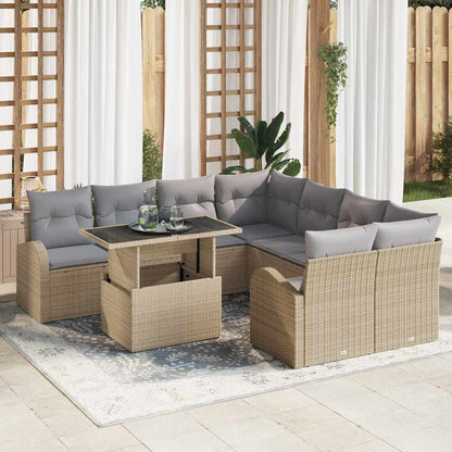 Set Divano da Giardino 9 pcs Beige Rattan in Polipropilene
